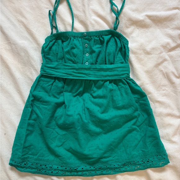 Garage Tops - Garage 2000’s Baby doll tank top with a bow and polka dot print in blue